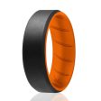 ROQ Silicone Wedding BR 8mm Edge Ring - Orange-Black by ROQ for Men - 7 mm Ring Online Hot Sale