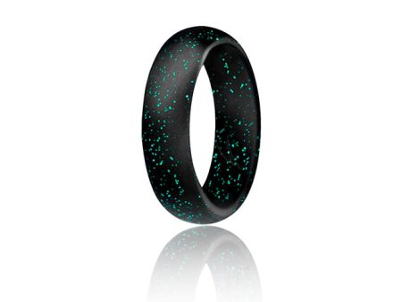 ROQ Silicone Ring - Dome Style - Black with Glitter Turquoise by ROQ for Women - 10 mm Ring Online Hot Sale