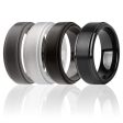 ROQ Silicone Wedding Twin Step Ring Set - Black by ROQ for Men - 4 x 14 mm Ring Hot on Sale