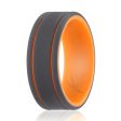 ROQ Silicone Wedding 2Layer Lines Ring - Orang-Grey by ROQ for Men - 9 mm Ring Online